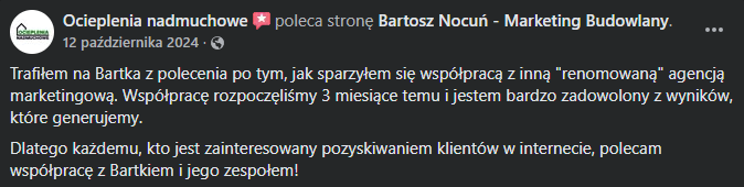 Opinia klienta — Ocieplenia nadmuchowe